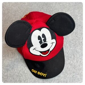 Disney Parks Mickey‎ Mouse Toddler Baseball Cap Hat Red Black Oh Boy!